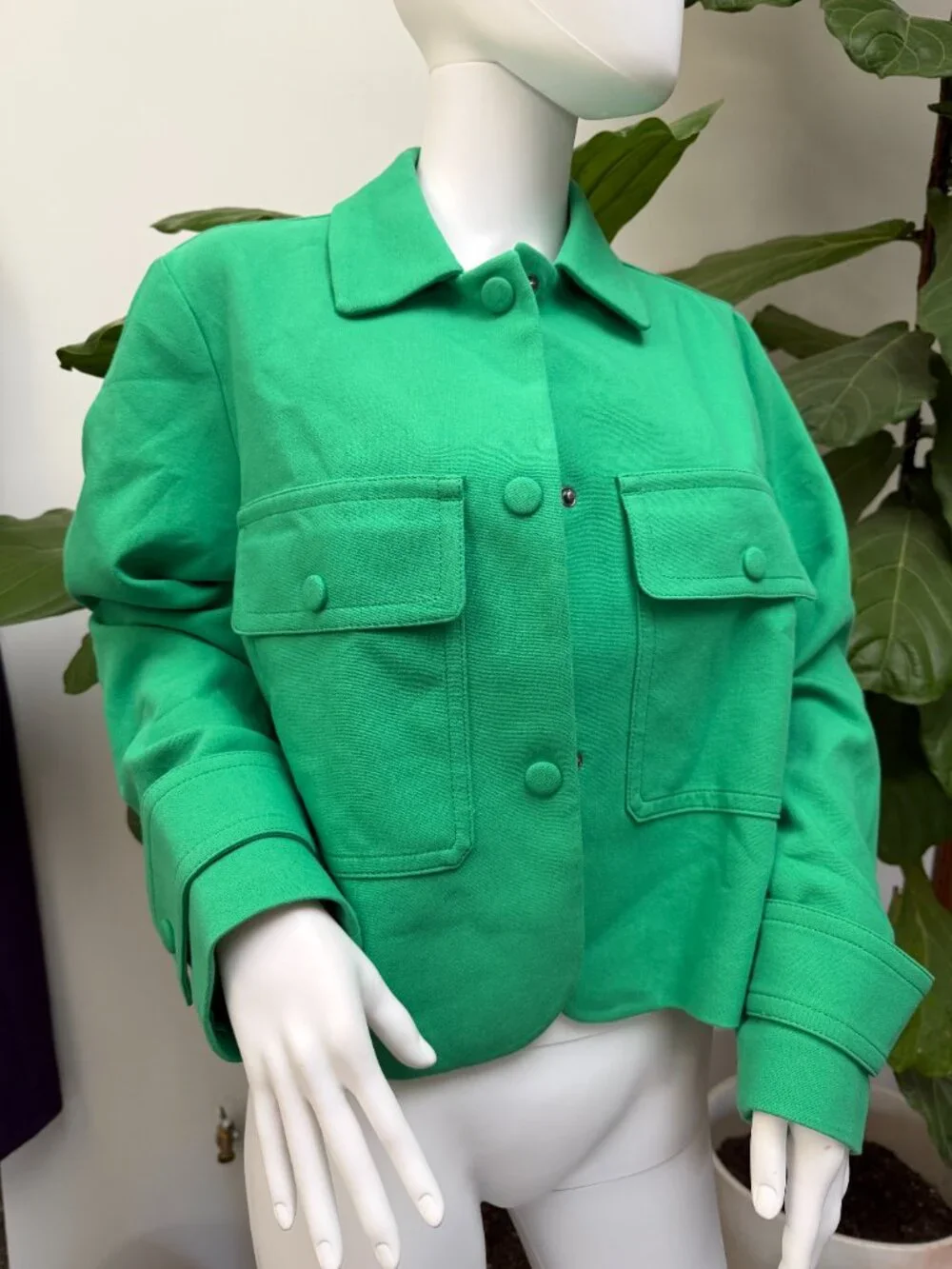 NWT Express Vibrant Green Cropped Utility Jacket - L